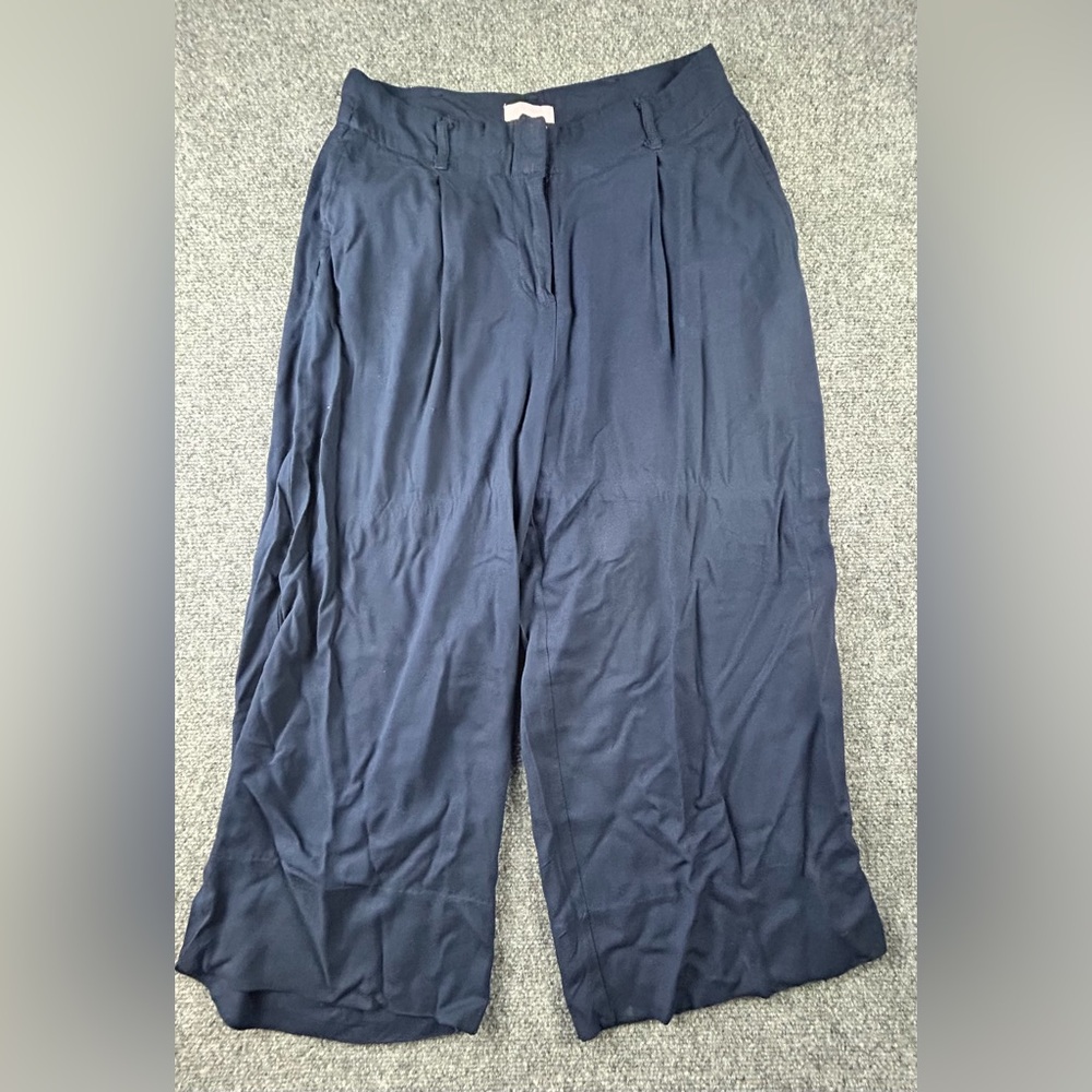 Joules Womens Wide Leg Cropped Pants Navy Blue Size 8